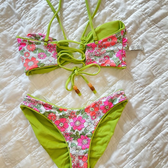 Maaji Swim, Green Floral Reversible Bikini - Picture 7 of 7